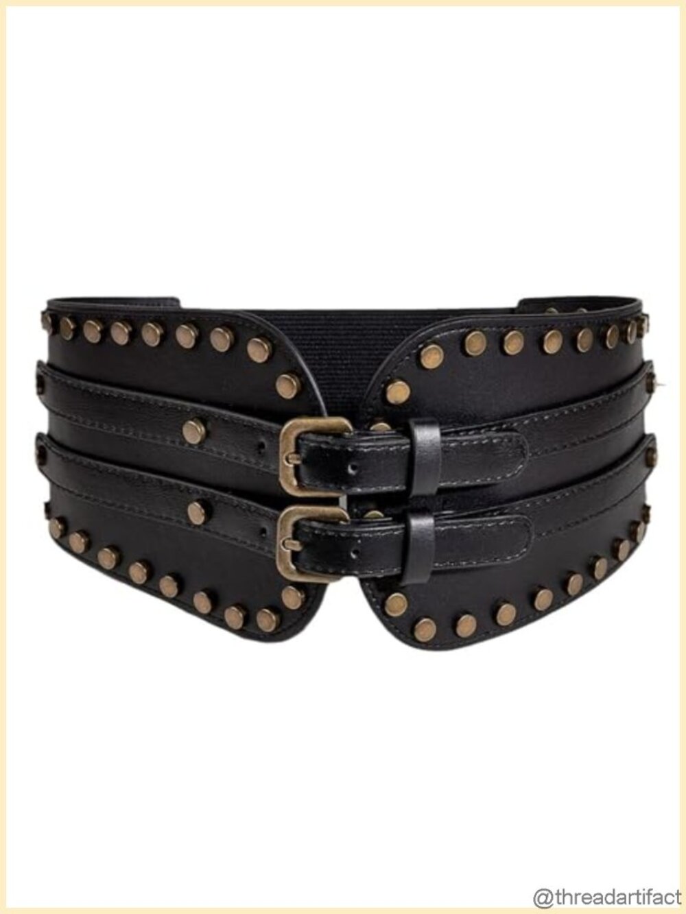 Faux Leather Gothic Corset Belt Studded Wide Waist Cincher Adjustable
